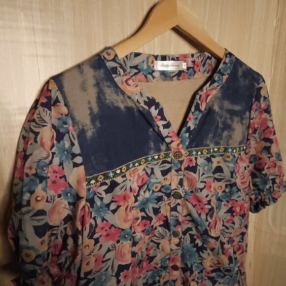 Simply Couture Floral Mixed Material Oversized Lagan Tunic Small - Picture 3 of 7